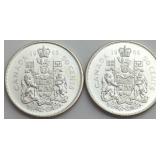 1966 Canada 50-Cent Silver Coins