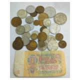 Soviet Coins & 1 Ruble Banknote Collection