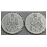 1966 Canada 50-Cent Silver Coins