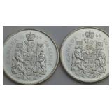 1966 Canada 50-Cent Silver Coins