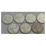 7 CAD Silver Coins, 1945-1965