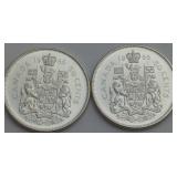 1966 Canada 50-Cent Silver Coins