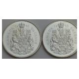 1966 Canada 50-Cent Silver Coins