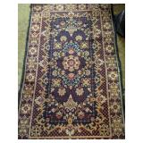 Rectangular Wool Area Rug With Floral Design