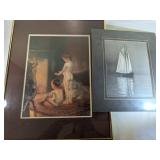 Two Framed Art Prints: Children and Sailboat