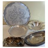 Various silver-plated serving trays