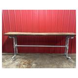 Handmade Table with Threaded Pipe and Lumber