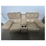 Leather Reclining Love Seat with Console