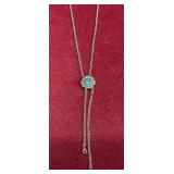 Turquoise Colored Pendant Necklace/ Bolo