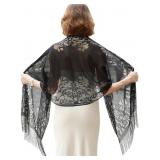 Black Floral Shawl