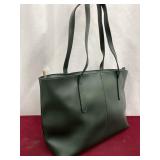 Forest Green Faux Leather Tote Purse