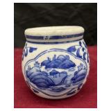 Vintage White and Blue Jar