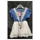 Girls Denim Top Tulle Skirt Dress
