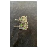 Sterling Silver Earrings w/ Green Jewels