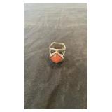 Sterling Silver Ring With Red Jewel