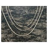 Tri-Chain Silver Toned Necklace