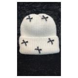 Plush White Beanie with Bows