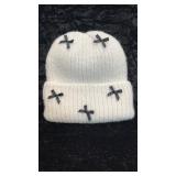 Plush White Beanie with Bows