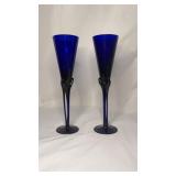 Cobalt Blue Vintage Flute Glasses