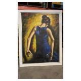 Spanish Dancer in Blue Dress Painting on Canvas