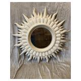 White Sunburst Wood Frame Wall Mirror