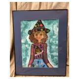 Original Witch Painting Framed 22 x 17 inches