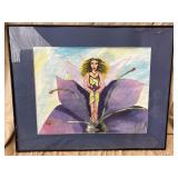 Original Fairy Painting Framed 22 x 17