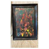 Modern Abstract Painting in Dark Wood Frame