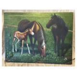 Canvas Painting Horses in a Field