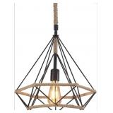 15' Hemp Rope Iron Wire Ceiling Light