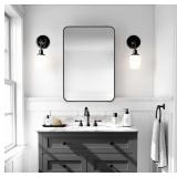 Rounded Corner Mirror Black Metal Frame
