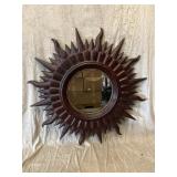 Sunburst Wood Frame Wall Mirror