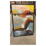 Original Abstract Painting Framed 48 x 72