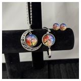 Colorful Tree of Life pendant Jewelry Set