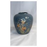 Vintage Japanese Flower Vase Gray with Design