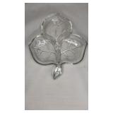 Vintage 3 Leaf Pattern Shape Divided Candy Dish