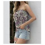 Womenï¿½s Purple Floral Tube Top Bandeau Size Medium