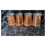 Vintage ODI Solid Copper Cups Set of 4