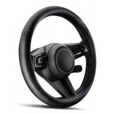 Black Leather Car Steering Wheel Cover