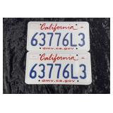 Set of 2 California License Plates