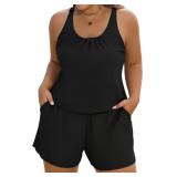 Womenï¿½s Plus Size Swim Suit Romper Black 20