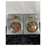 Red & Black BMW Wheel Center Cap Emblems
