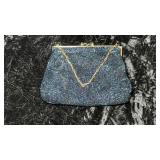 Vintage Blue Beaded Evening Bag, Purse