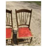 Wooden Chairs with Red Seats