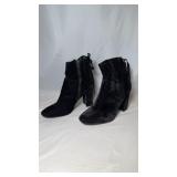 Black Velvet Ankle Boot Shoe Women