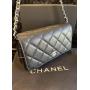 Designer Style Quilted Black Wallet on Chain