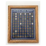 Vintage Framed Lincoln Penny Board 1909-1940