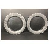 Pair Honfleur Style Frosted Floral Edge Plates