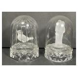 Pair of Crystal Dome Figurines Bird & Bride/Groom