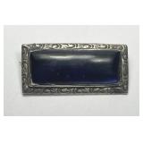 Sterling Silver Art Deco Blue Stone Cabochon Pin